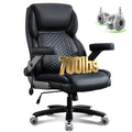 NYOAK 700lbs Big and Tall Office Chair with 5D Flip Armrests, Heavy Duty Executive Desk Chair with Adjustable Lumbar Support, Rubber Caster Wheels, Wide Ergonomic Seat for All-Day Comfort
