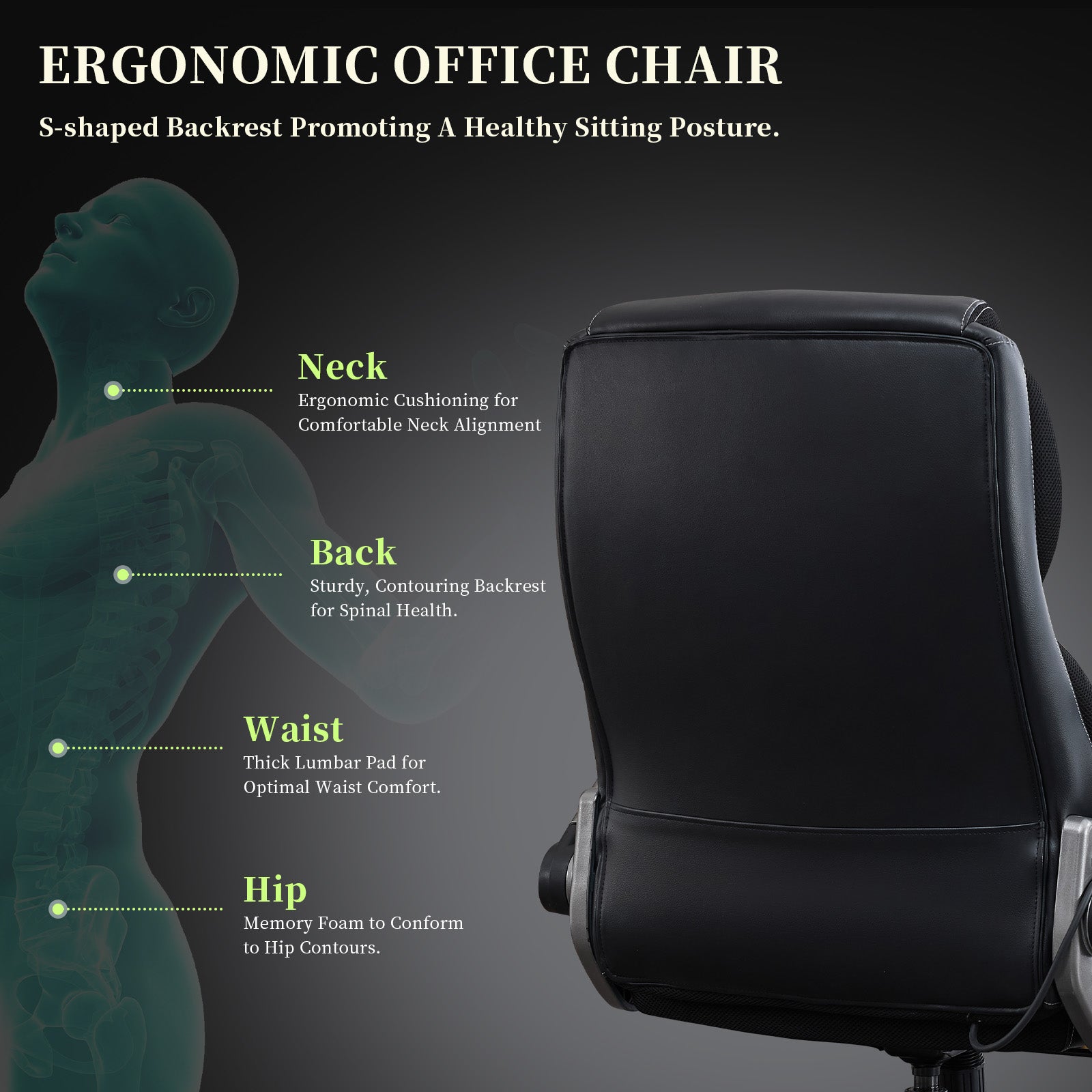 NYOAK 700lbs Big and Tall Office Chair with 5D Flip Armrests, Heavy Duty Executive Desk Chair with Adjustable Lumbar Support, Rubber Caster Wheels, Wide Ergonomic Seat for All-Day Comfort